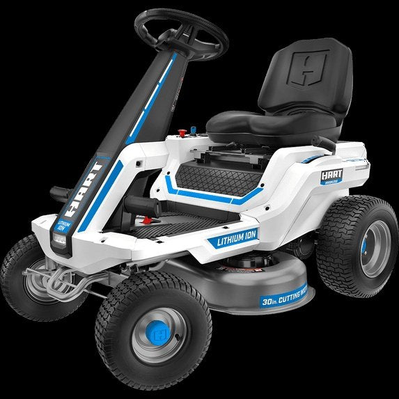 Hart 80-Volt 30-Inch Deck Lithium-Ion Riding Lawn Mower Kit with Super Charger