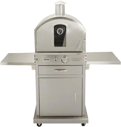Summerset ‘The Oven’ Outdoor Freestanding Large Capacity Gas Oven with Pizza Stone, Smoker Box and Mobile Cart, 304 Stainless Steel Construction, Natural Gas