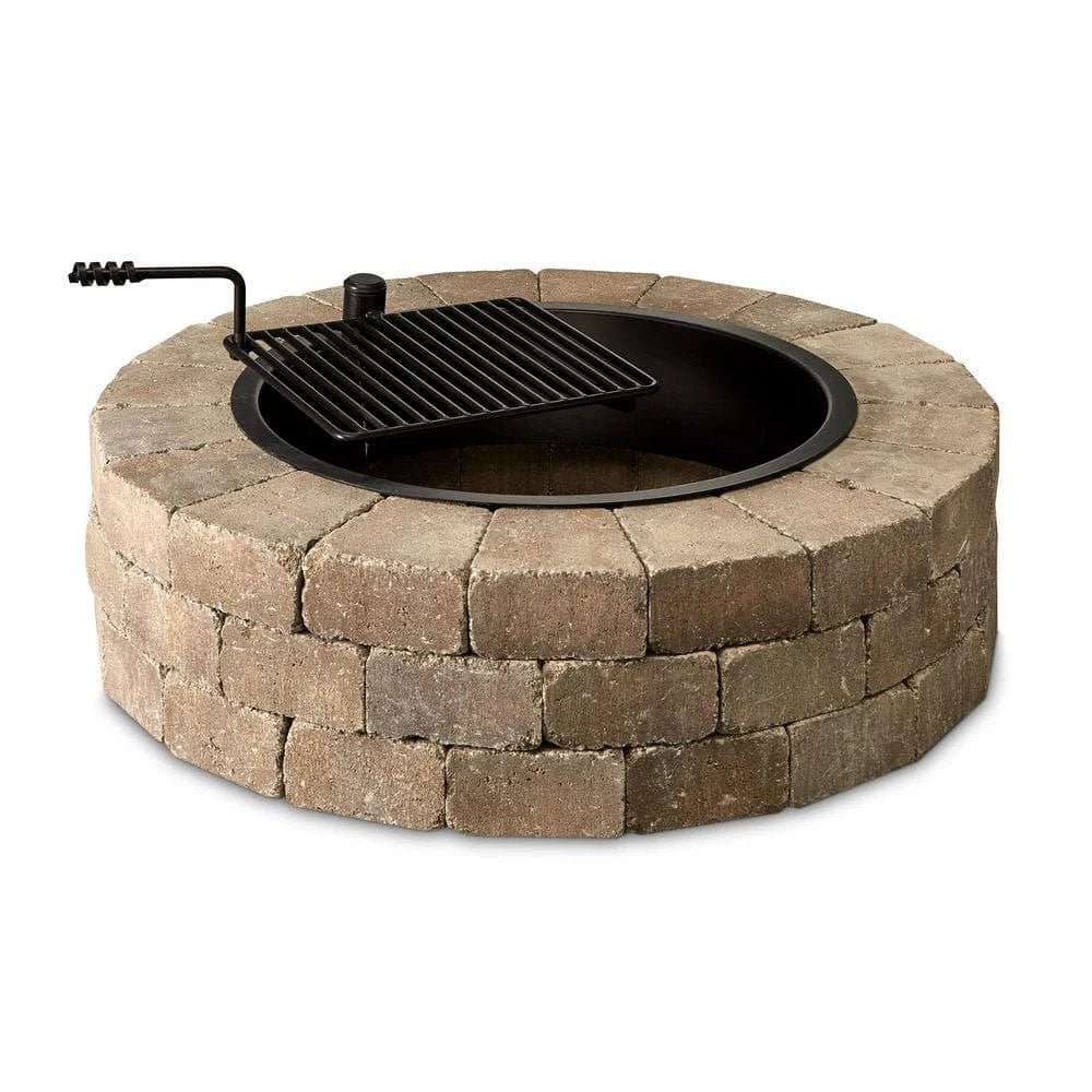 Necessories Wood Burning Fire Pit Kit 48″ w/ Cooking Grate, Concrete in Santa Fe